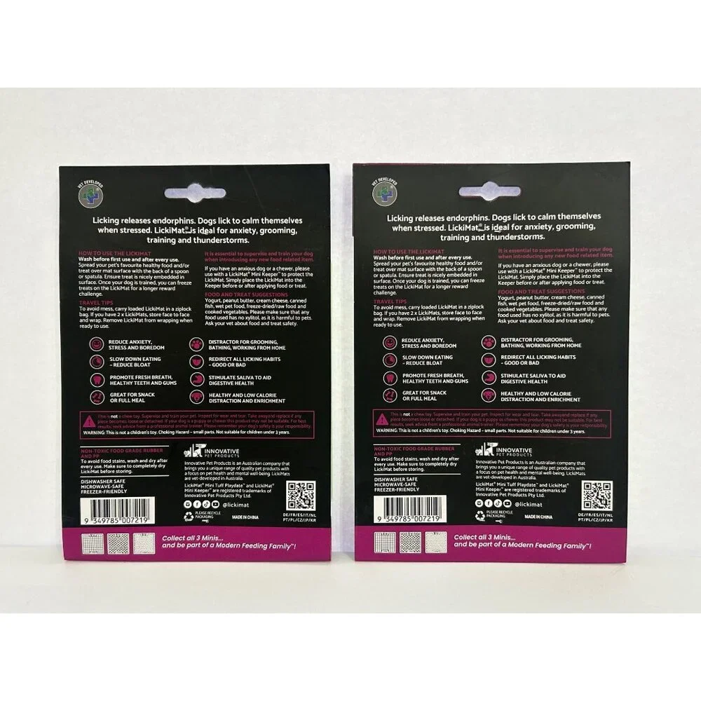 TWO LickiMat Slow Feeder Treat Mats Entertain Reduce Stress & Boredom for Dogs